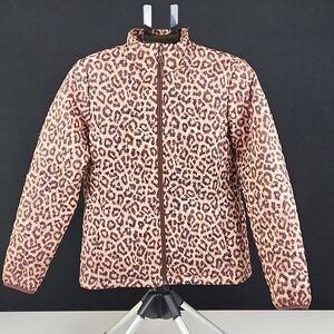 Lands' End - Women's Leopard Print Fitted Puffer - Size S (6/8)